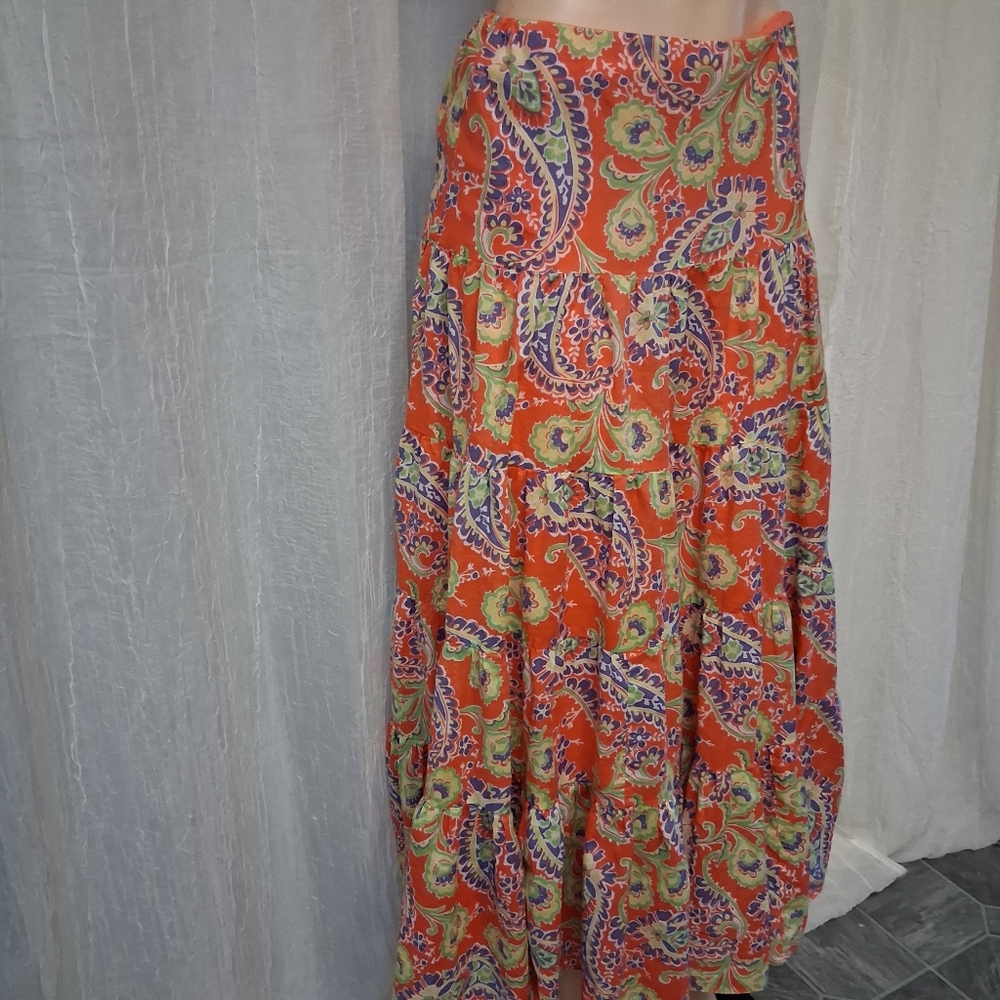 LAUREN RALPH women Size XS Paisley Print Maxi Skirt - Multicolor - Picture 6 of 13